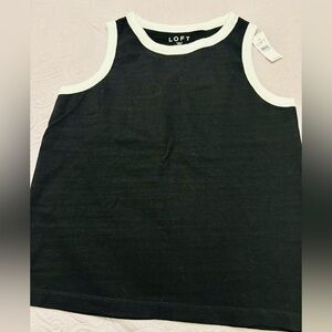 NWT LOFT Harbor Tank Top in black with White Trim